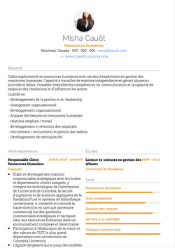 Exemple et modèle de CV Ressources humaines