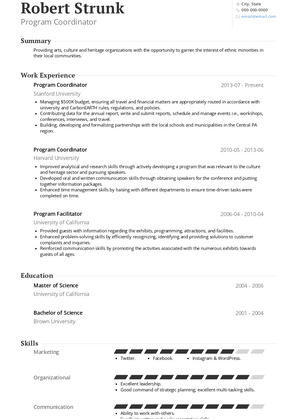 Program Coordinator Resume Sample and Template