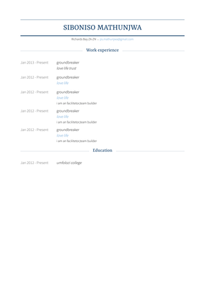 Groundbreaker Resume Sample and Template