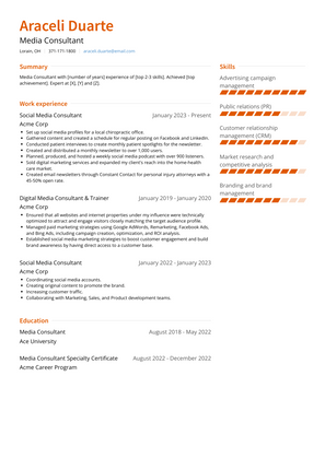 Media Consultant Resume Sample and Template