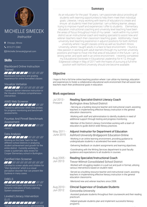 Reading Specialist Resume Sample and Template