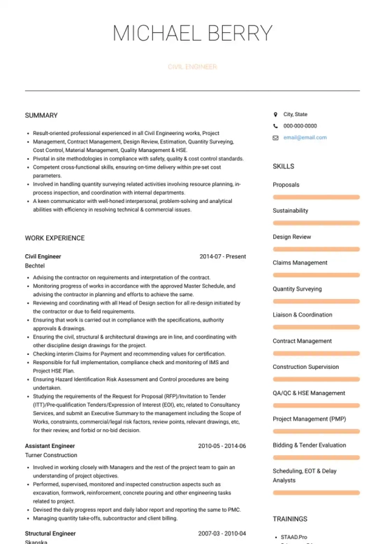 contract management resume skills
