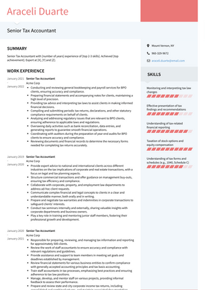 Senior Tax Accountant Resume Sample and Template