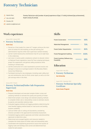 Forestry Technician Resume Sample and Template