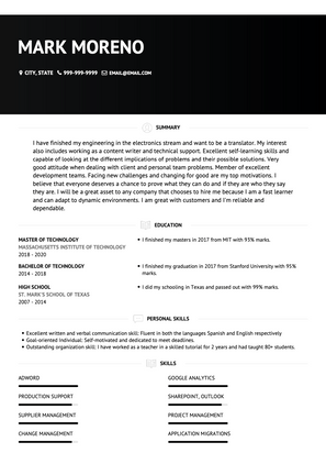 Entry Level CV Example and Template