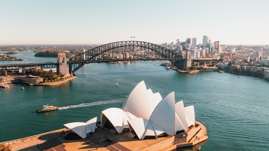 An aerial shot of Sydney Harbour, Australia