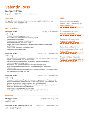 Mortgage Broker Resume Sample and Template