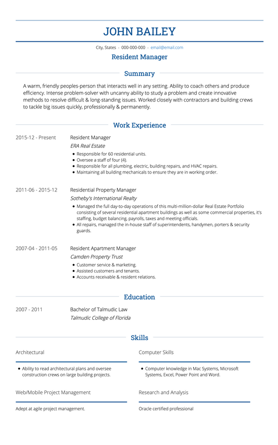 Traditional CV Template and Example - Monte by VisualCV	