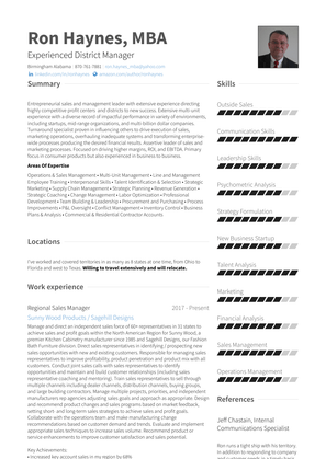 District Sales Manager Resume Sample and Template