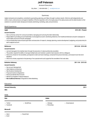 Account Executive Resume Sample and Template