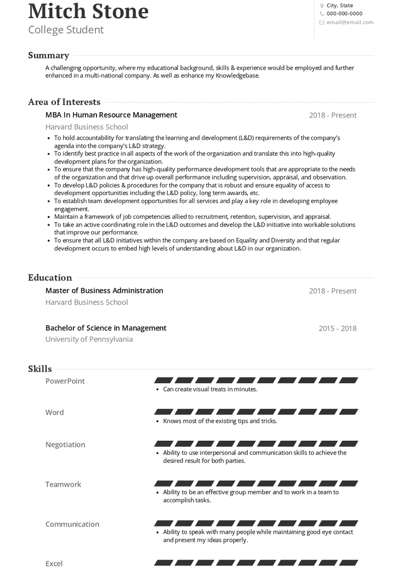 College Student Resume Sample and Template