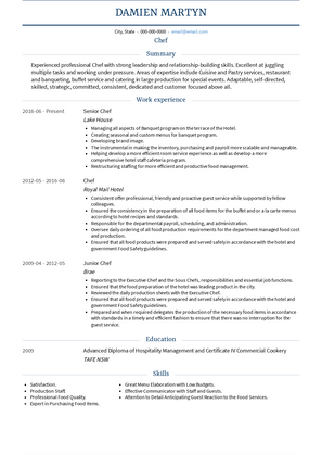 Chef Resume Sample and Template