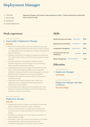 Deployment Manager Resume Sample and Template