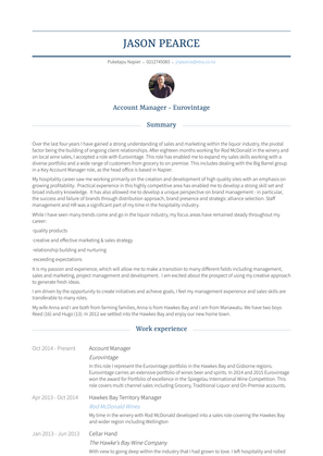 Hawkes Bay Territory Manager Resume Sample and Template