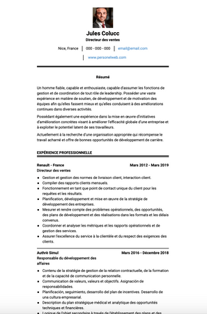 Exemple et modèle de CV null