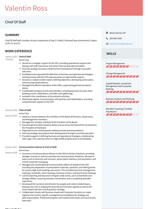 Chief Of Staff Resume Sample and Template