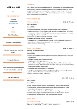 Admin Assistant CV Example and Template