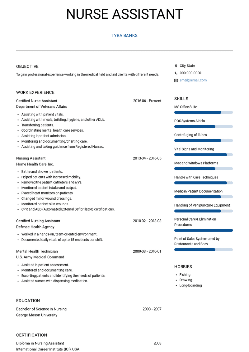 Nursing Assistant Resume Sample and Template