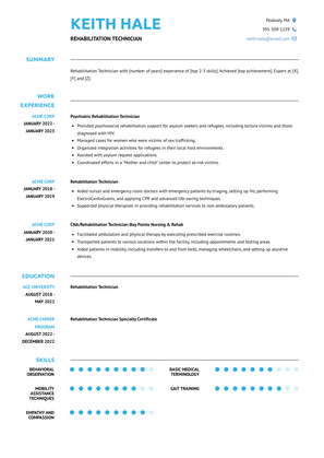 Rehabilitation Technician Resume Sample and Template