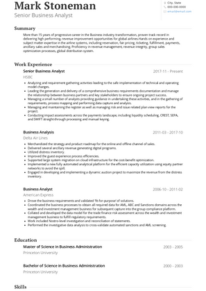 Senior Business Analyst Resume Sample and Template