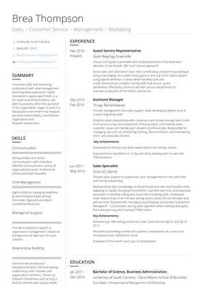 Guest Service Representative Resume Sample and Template