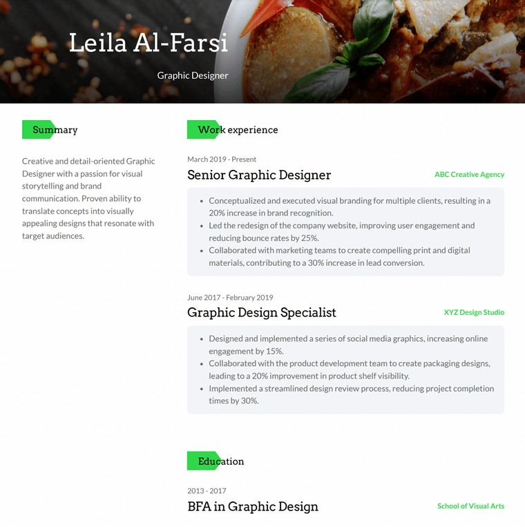 Visual Resume Template - Rainier