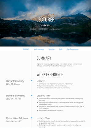Lecturer Resume Sample and Template