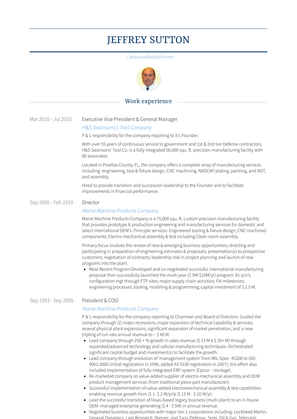 Executive Vice President & General Manager Resume Sample and Template