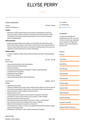 Actress Resume Sample and Template