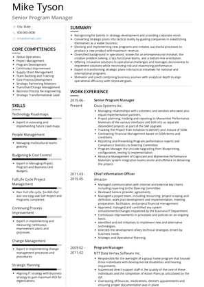 Senior Program Manager Resume Sample and Template