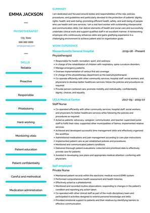 Physiotherapist CV Example and Template