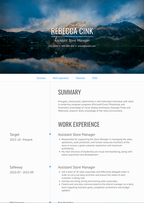 Assistant Store Manager Resume Sample and Template