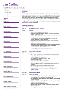 Animator Resume Sample and Template