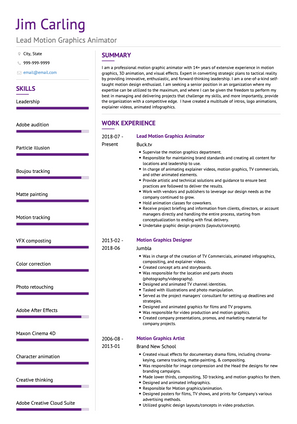 Animator CV Example and Template