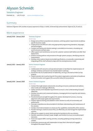 Solutions Engineer Resume Sample and Template