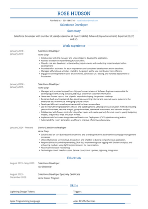 Salesforce Developer Resume Sample and Template