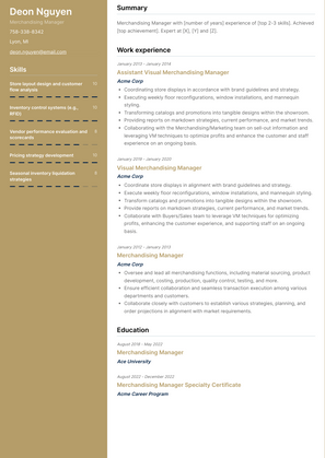 Merchandising Manager Resume Sample and Template