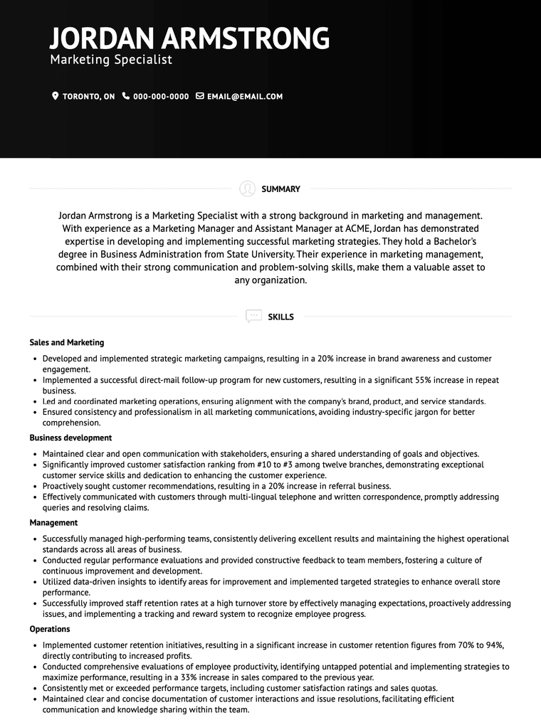 Hybrid Resume Template Example: Brooklyn