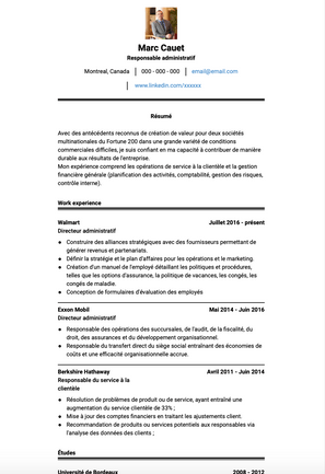 Exemple et modèle de CV null