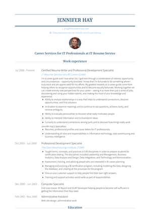 Certified Resume Writer And Professional Development Specialist Resume Sample and Template