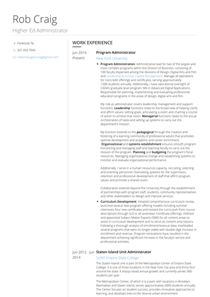 Staten Island Unit Administrator Resume Sample and Template