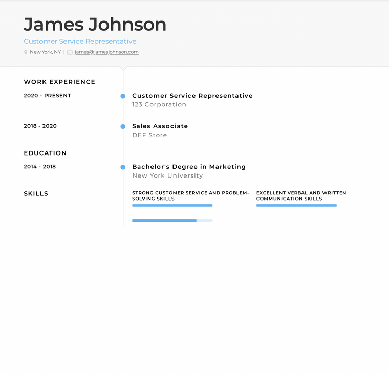 simple customer service representative cv template