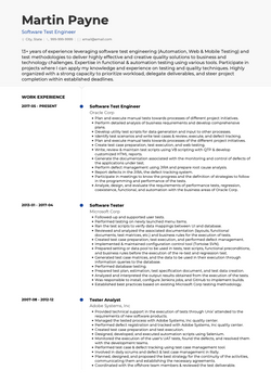 Software Test Engineer Resume Sample and Template