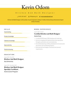 Kitchen And Bath Designer Resume Sample and Template