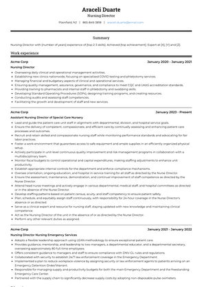 Nursing Director Resume Sample and Template