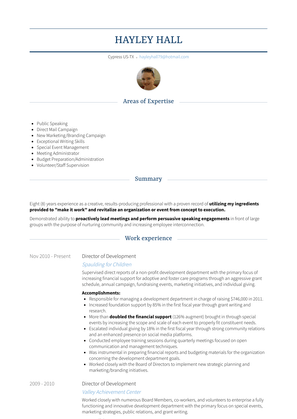 Director Of Development Resume Sample and Template
