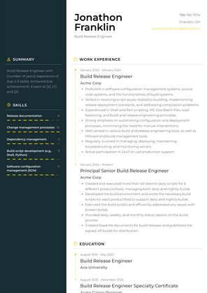Build Release Engineer Resume Sample and Template