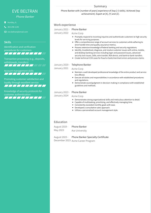 Phone Banker Resume Sample and Template