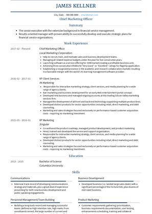 Chief Marketing Officer Resume Sample and Template