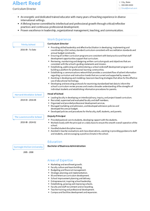 Curriculum Director Resume Sample and Template